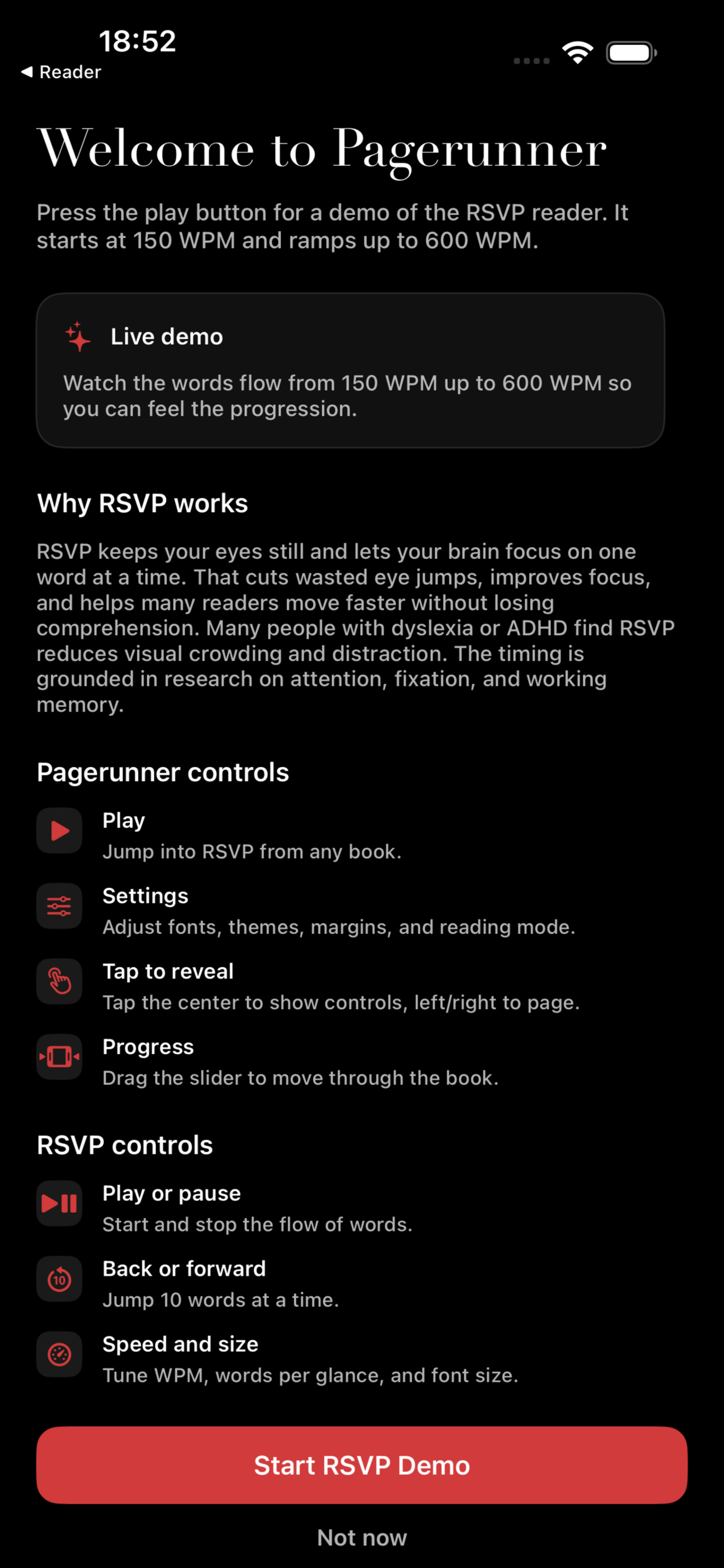 Pagerunner reading view